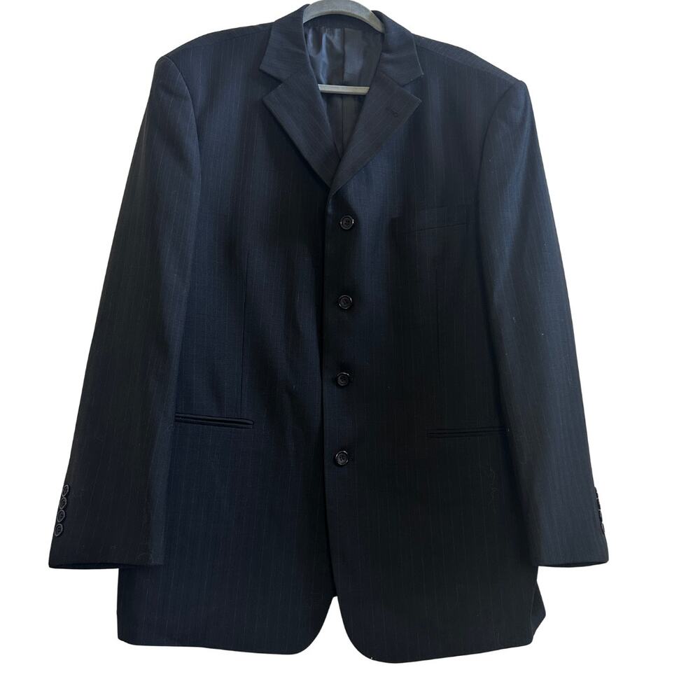 Mauro Black Wool Pinstripe Blazer Sport Coat 46R